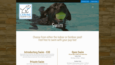 Gingr Customer Canine Country Club's swim page