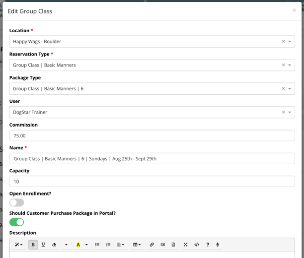 group dog training classes in Gingr pet software