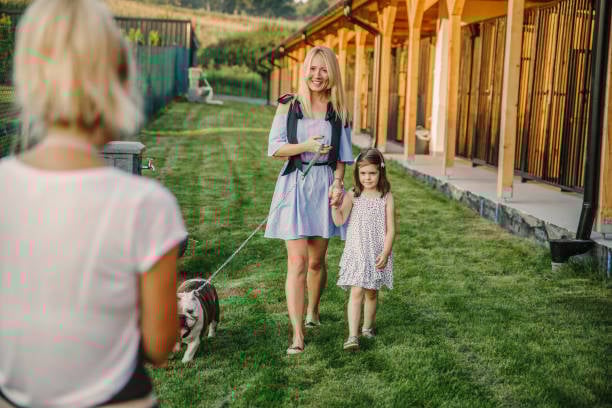 pet parent dropping dog off at boarding and daycare