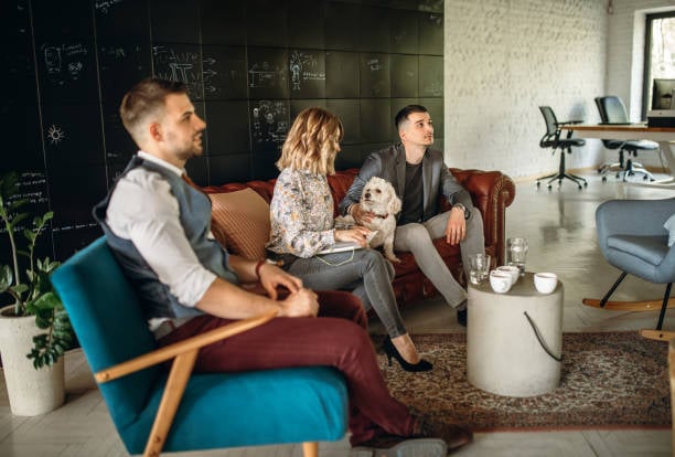 team meeting with a dog