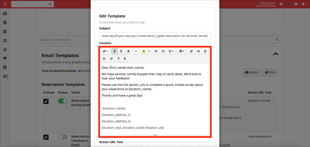 Gingr email templates