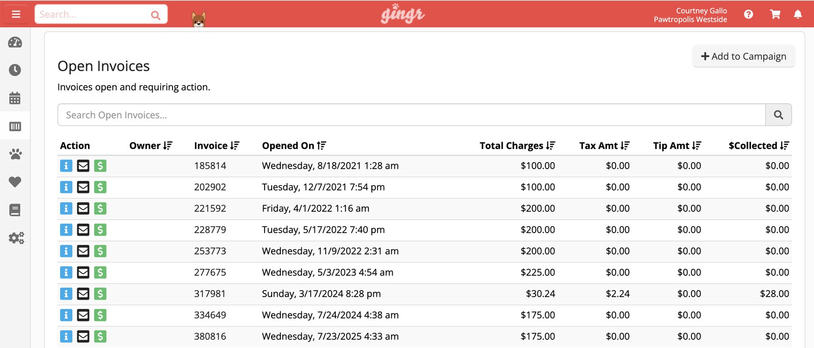 Integrated payments and packages in Gingr dog park and dog bar software