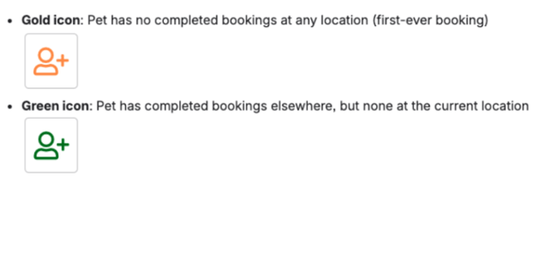 new booking icons in Gingr pet-care software