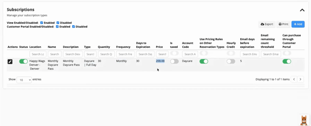 Gingr subscription screenshot
