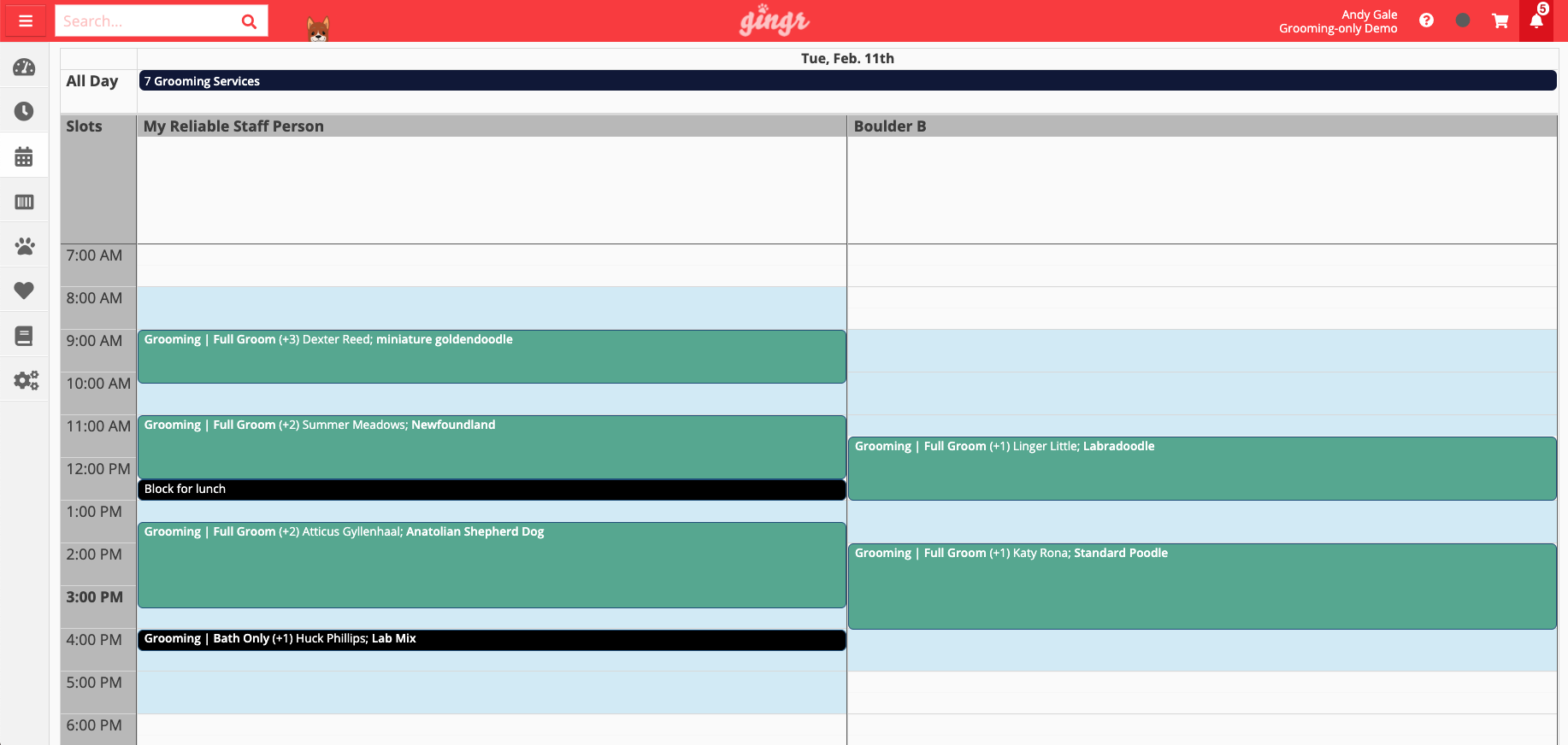 Dog Grooming Software by Gingr